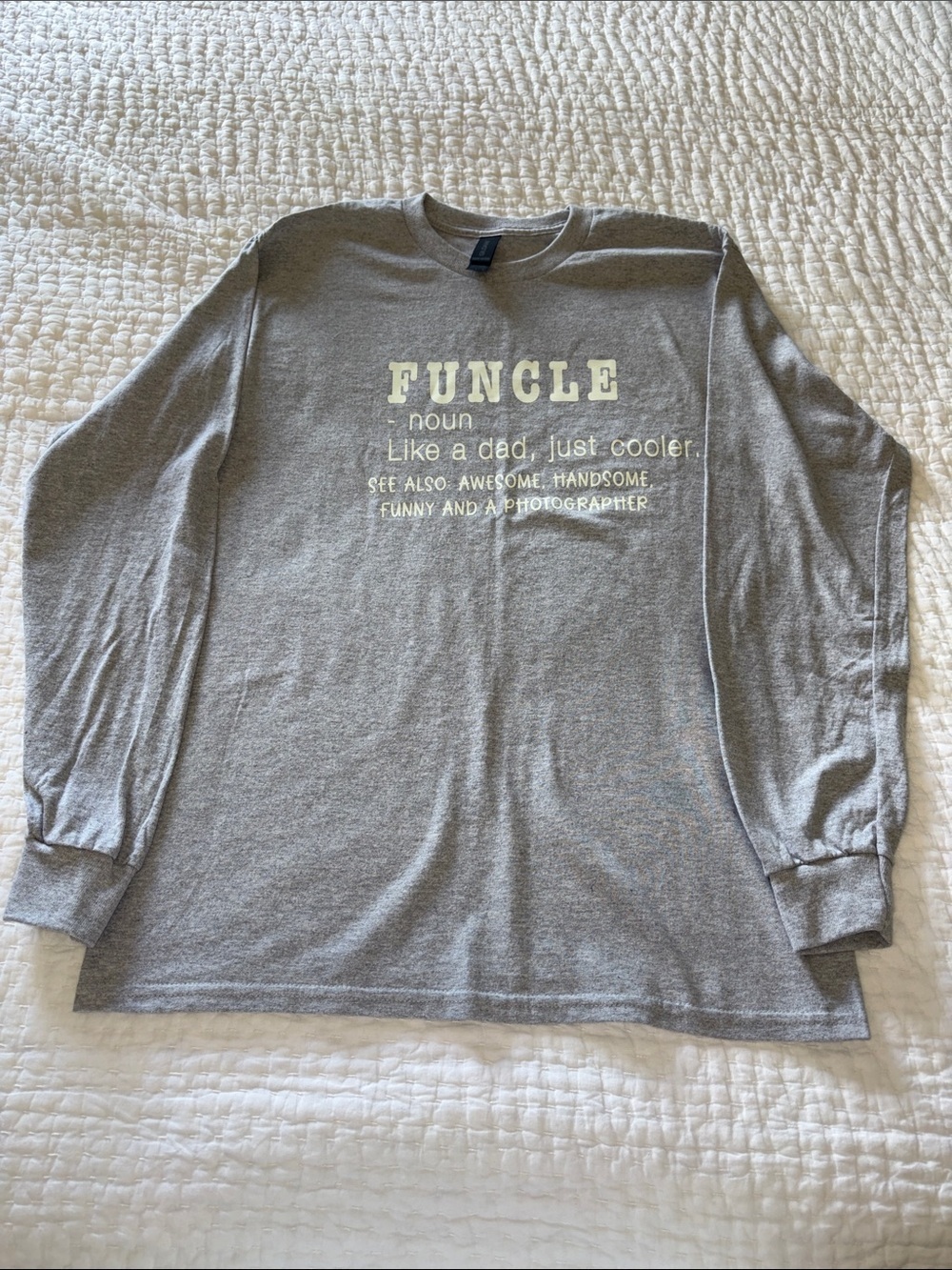 Gildan Gray BNWOT “FUNCLE” Heavy Cotton Crewneck Tee M